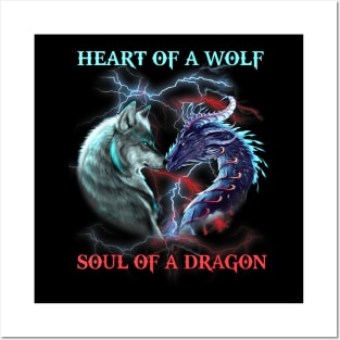 Heart Of Wolf Soul Of A Dragon - Cool dragon - Wolf Warrior Posters and Art